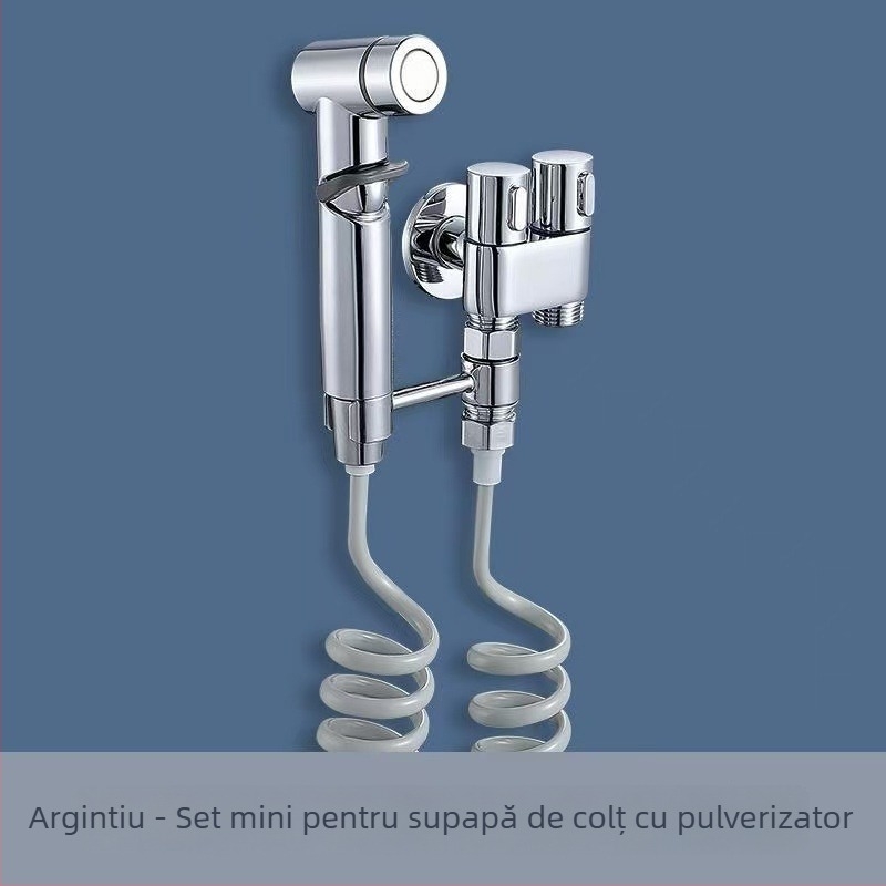 Valvă spray pentru toaletă din cupru, 1 intrare-2 ieșiri, jet de apă la presiune înaltă, robinet unghiular, Super Clean