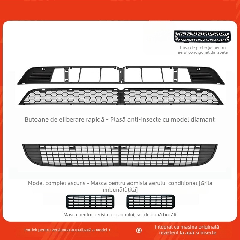 Tesla Model Y Noua versiune Plasă anti-țânțari pentru capotă și protecție a intrării de aer (ABS)