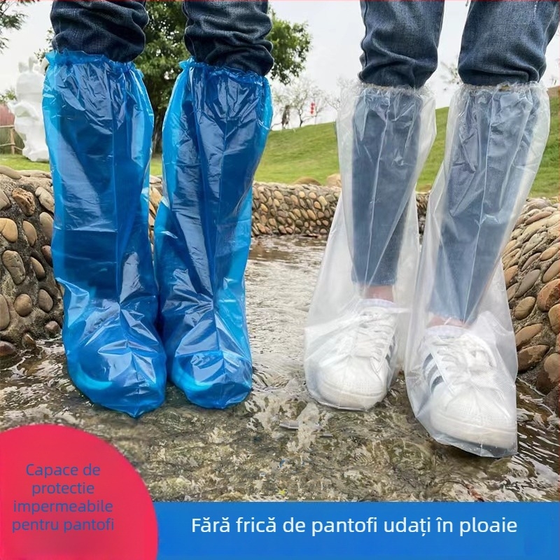 Capace de încălțăminte de unică folosință, impermeabile pentru ploaie, cu design cu tub înalt, pentru copii și elevi, din plastic