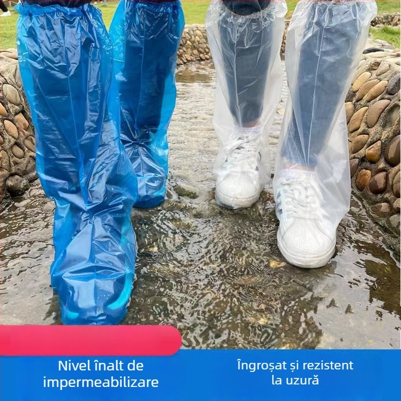 Capace de încălțăminte de unică folosință, impermeabile pentru ploaie, cu design cu tub înalt, pentru copii și elevi, din plastic