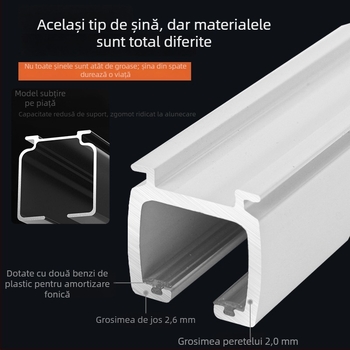 Sistem de șină pentru perdele, aliaj de aluminiu, model C830, finisaj electroforetic, stil modern minimalist, prelucrare personalizabilă