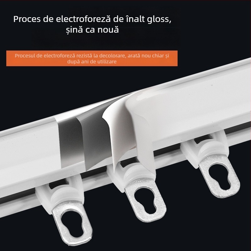 Sistem de șină pentru perdele, aliaj de aluminiu, model C830, finisaj electroforetic, stil modern minimalist, prelucrare personalizabilă