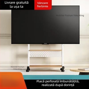 Suport TV mobil pe podea, cu roți, pentru living și apartamente mici – dulap TV multifuncțional