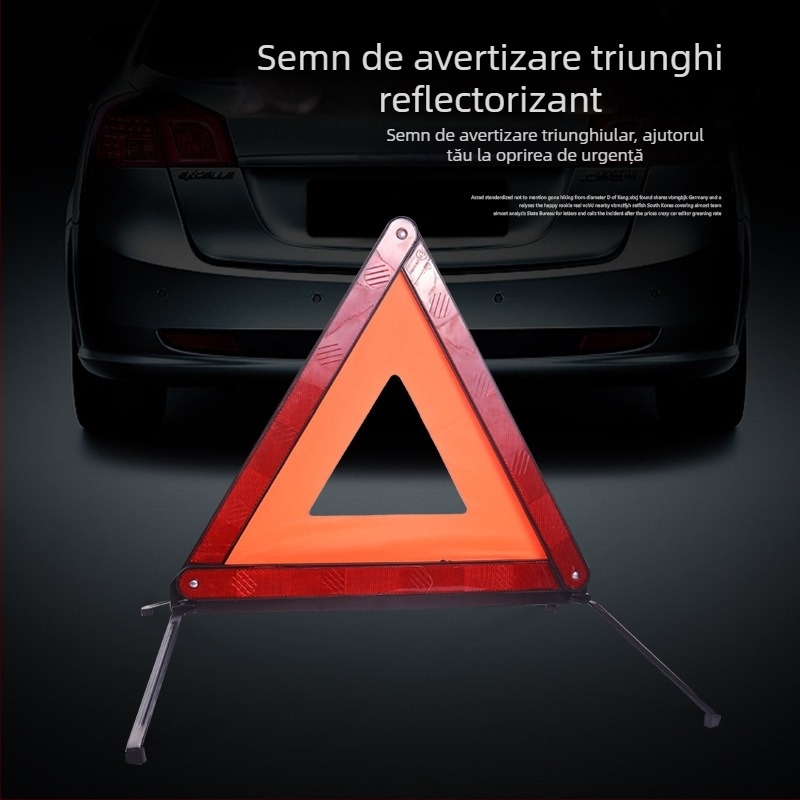 Semn de avertizare cu trepied pentru mașină, triunghi vertical reflectorizant, Brand: Xin Rui, Material: plastic + țesătură reflectorizantă, Domeniu de utilizare: automobil, Standard național