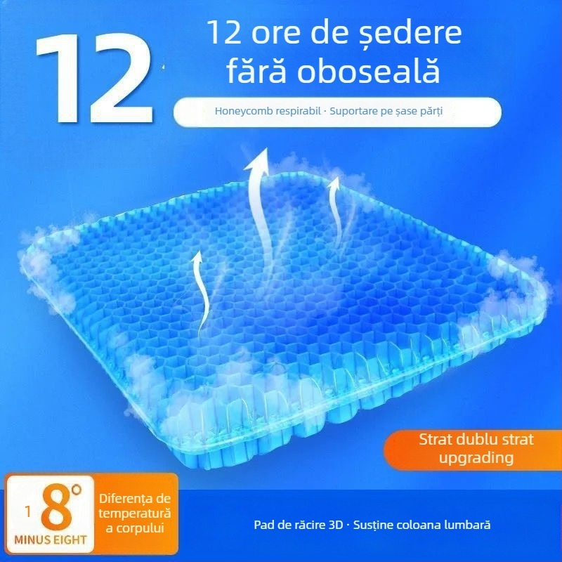Perna de gel cu celule hexagonale pentru răcire — respirabilă, potrivită pentru scaune auto și birou, umplere TPE, husă PVC, stil modern minimalist