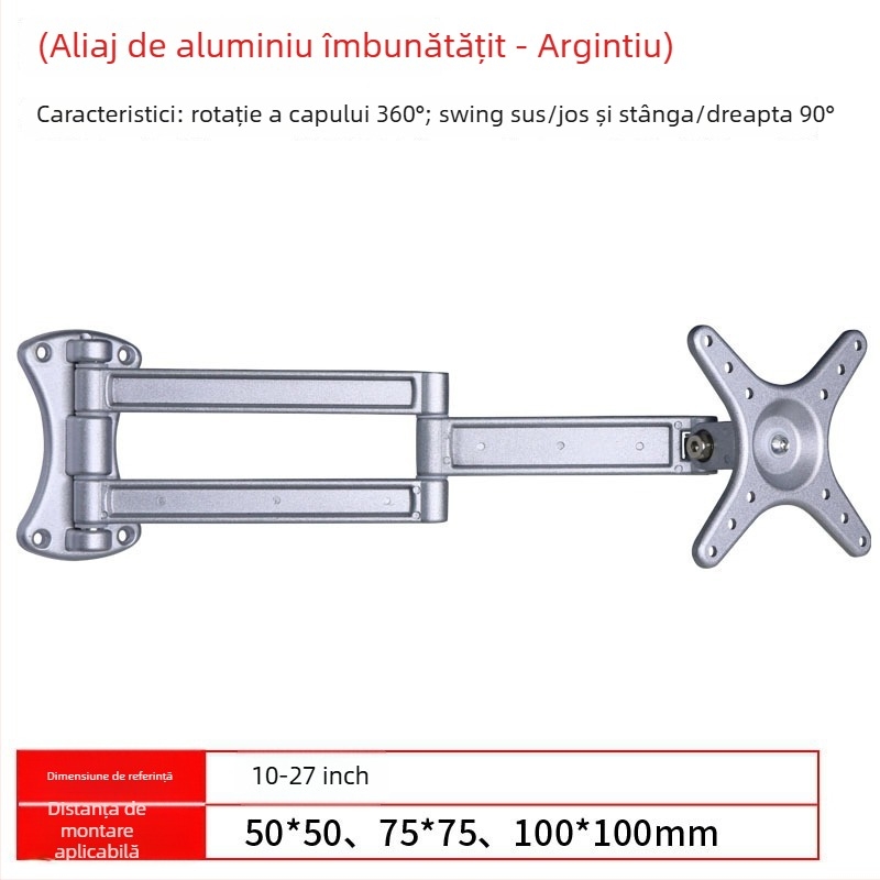 Suport universal pentru televizor din aliaj de aluminiu, reglaj în unghi și braț telescopic