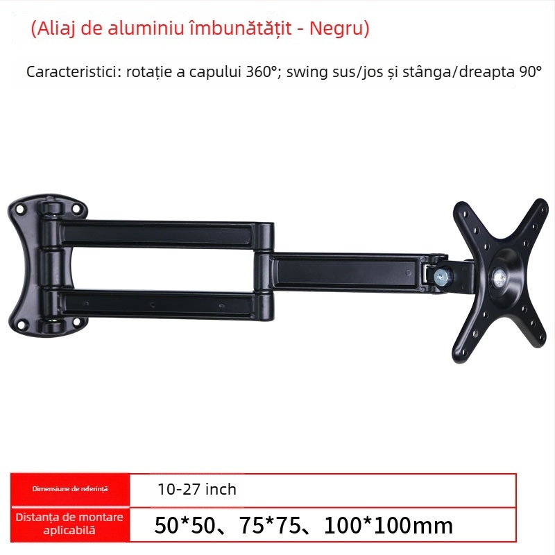 Suport universal pentru televizor din aliaj de aluminiu, reglaj în unghi și braț telescopic