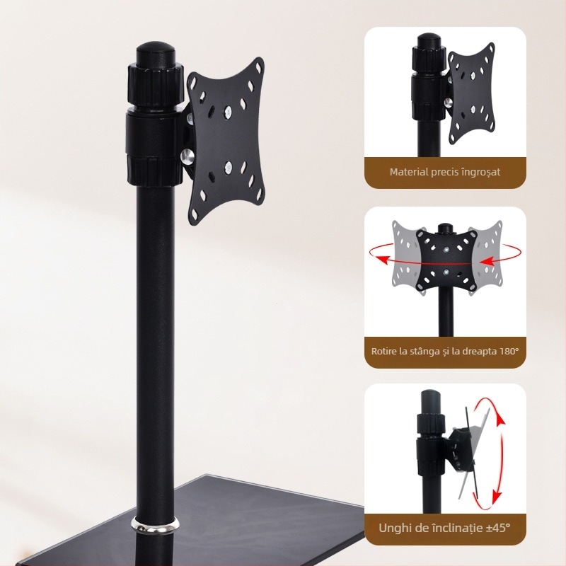 Bază pentru monitor cu rotire pentru un singur monitor; Model: Display base; Material: oțel inoxidabil și placă de sticlă; Greutate: 3 kg; Brand: Cheng Run
