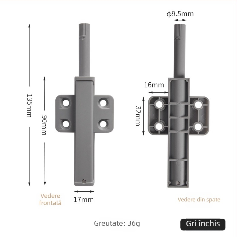 Dispozitiv robust pentru revenire ușă garderob – construcție din plastic; brand Turuibao; model Large elastic Press; potrivit pentru uși, garderobe și mobilier; stil modern simplu