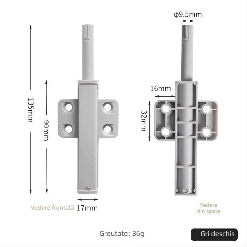 Dispozitiv robust pentru revenire ușă garderob – construcție din plastic; brand Turuibao; model Large elastic Press; potrivit pentru uși, garderobe și mobilier; stil modern simplu