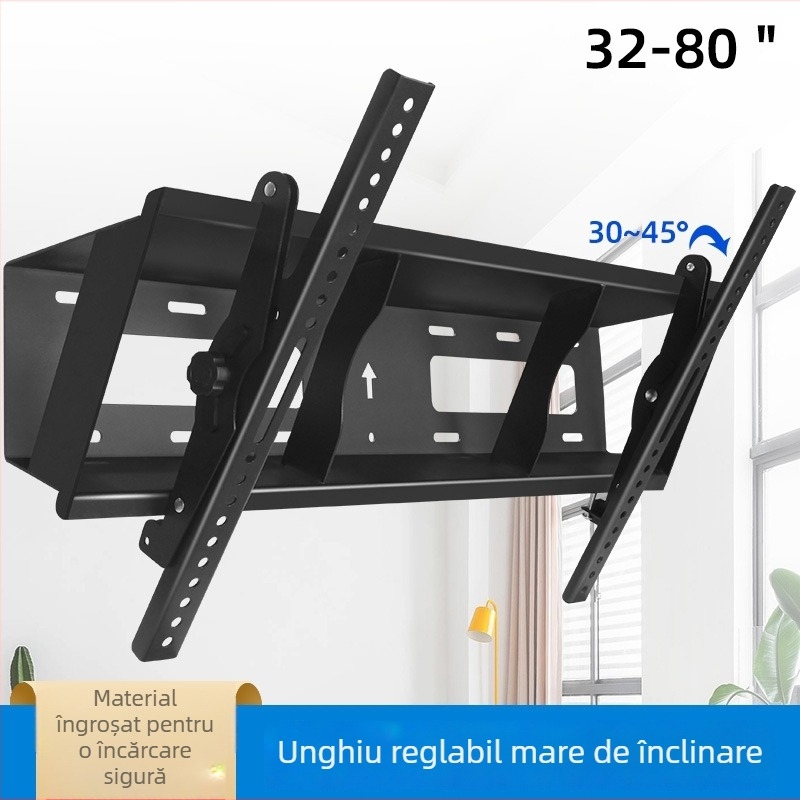 Suport de perete pentru TV cu înclinare de 45°, model t400, din oțel laminat la rece, greutate 6 kg