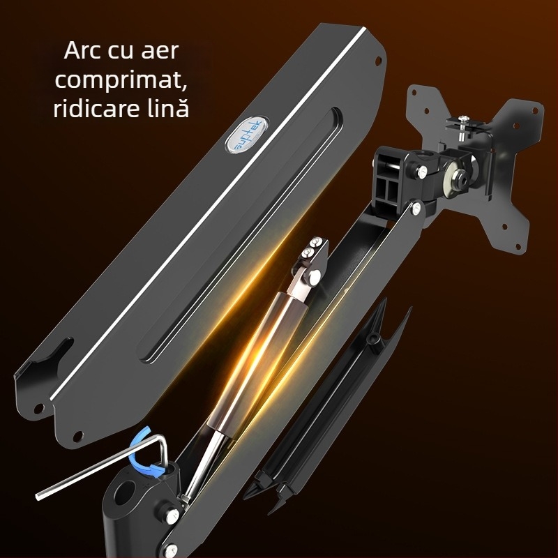Braț de montare pe perete pentru monitor cu ridicare și extensie telescopică, rotație de 360°, pentru ecrane de 17–32 inchi, model WM18, material: cold tie steel, greutate: 3 kg
