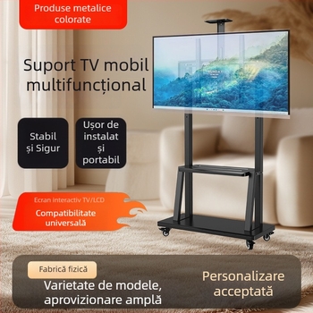 Suport TV mobil cu bază de podea, montaj universal pentru televizor, pentru conferințe