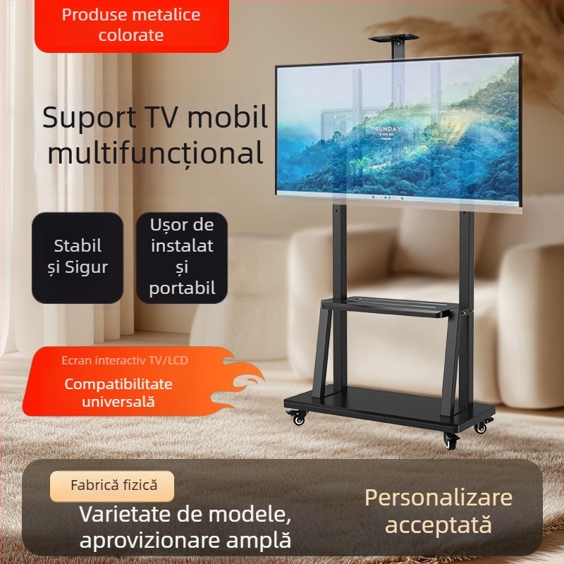Suport TV mobil cu bază de podea, montaj universal pentru televizor, pentru conferințe