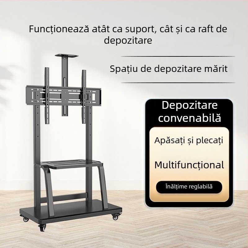 Suport TV mobil cu bază de podea, montaj universal pentru televizor, pentru conferințe