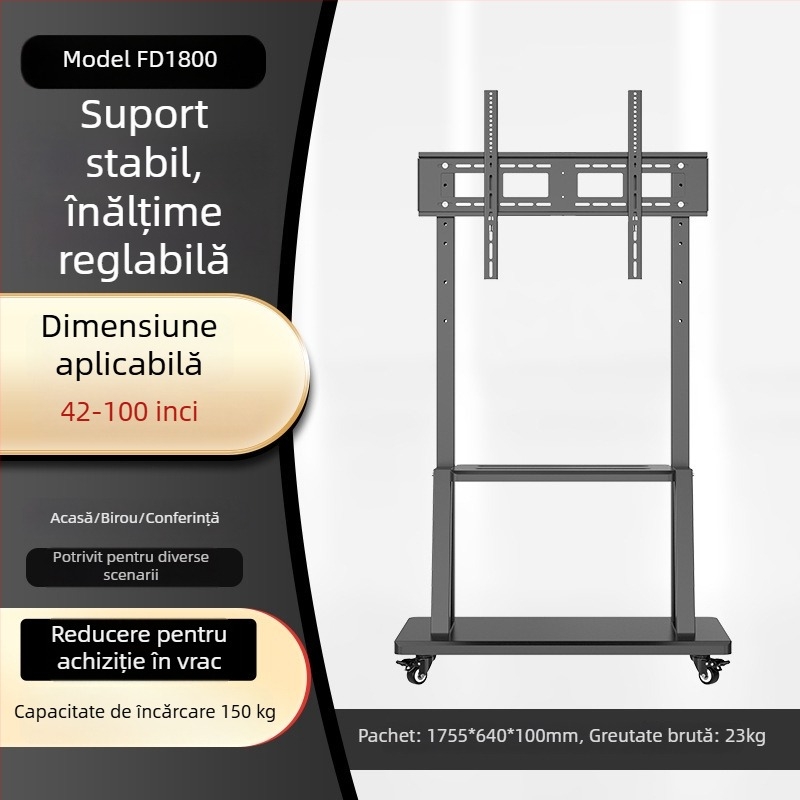Suport TV mobil cu bază de podea, montaj universal pentru televizor, pentru conferințe