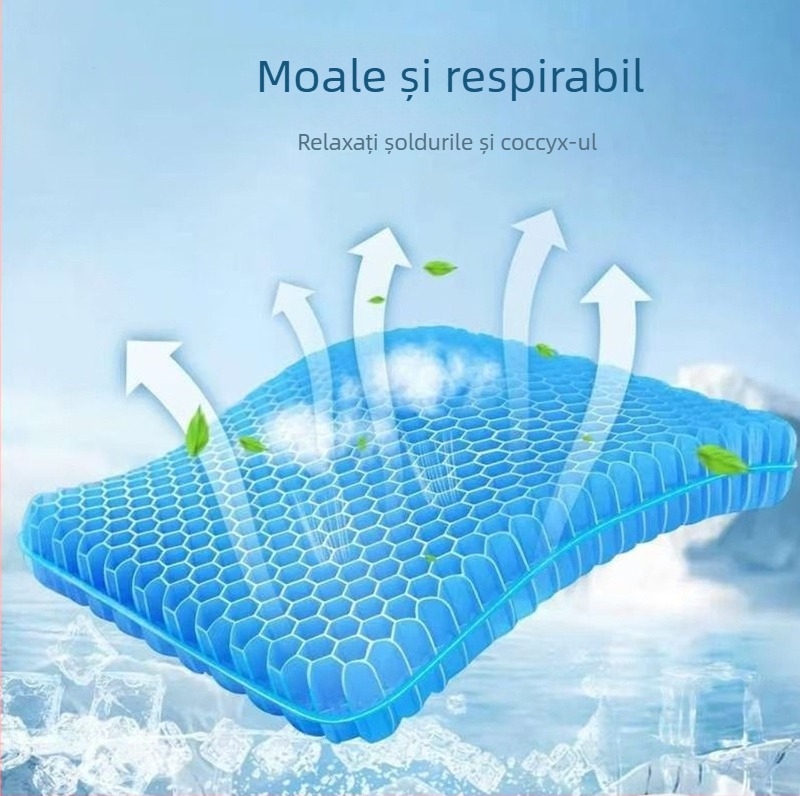 Pernă de șezut din gel - portabilă, pliabilă, groasă, pentru mașină, exterior, casă și birou; material: țesătură sandwich; umplutură: TPE