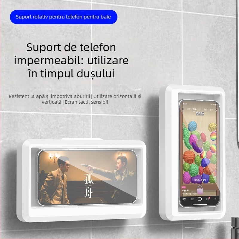 Suport pentru telefon de baie din plastic, antișoc, spray aromaterapie, stil general