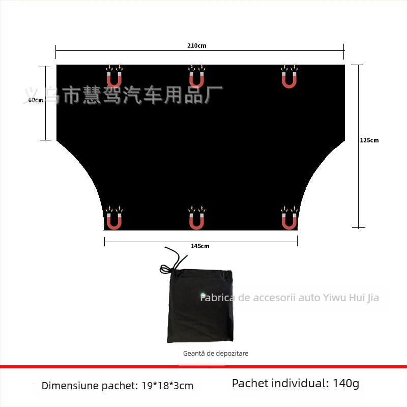 Protecție universală pentru geamul din spate al mașinii, împotriva zăpezii, montare magnetică, design minimalist cu dungi, 100 g