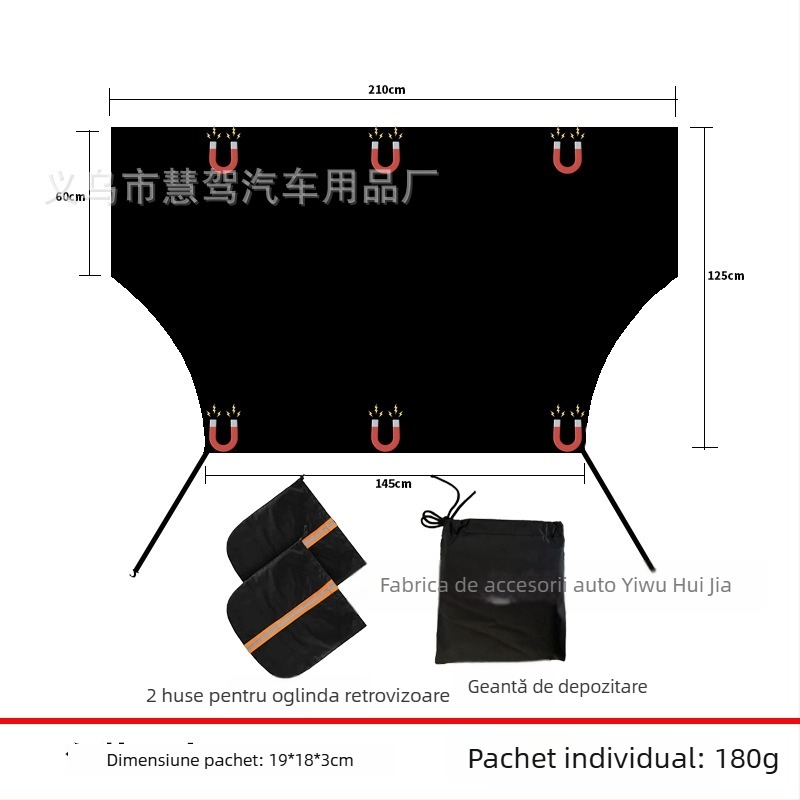 Protecție universală pentru geamul din spate al mașinii, împotriva zăpezii, montare magnetică, design minimalist cu dungi, 100 g