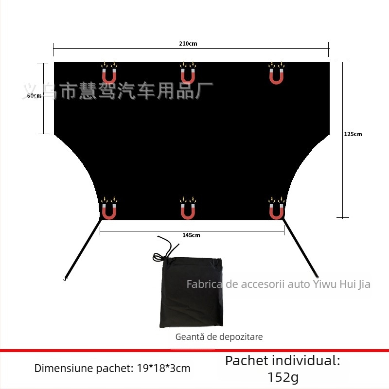 Protecție universală pentru geamul din spate al mașinii, împotriva zăpezii, montare magnetică, design minimalist cu dungi, 100 g