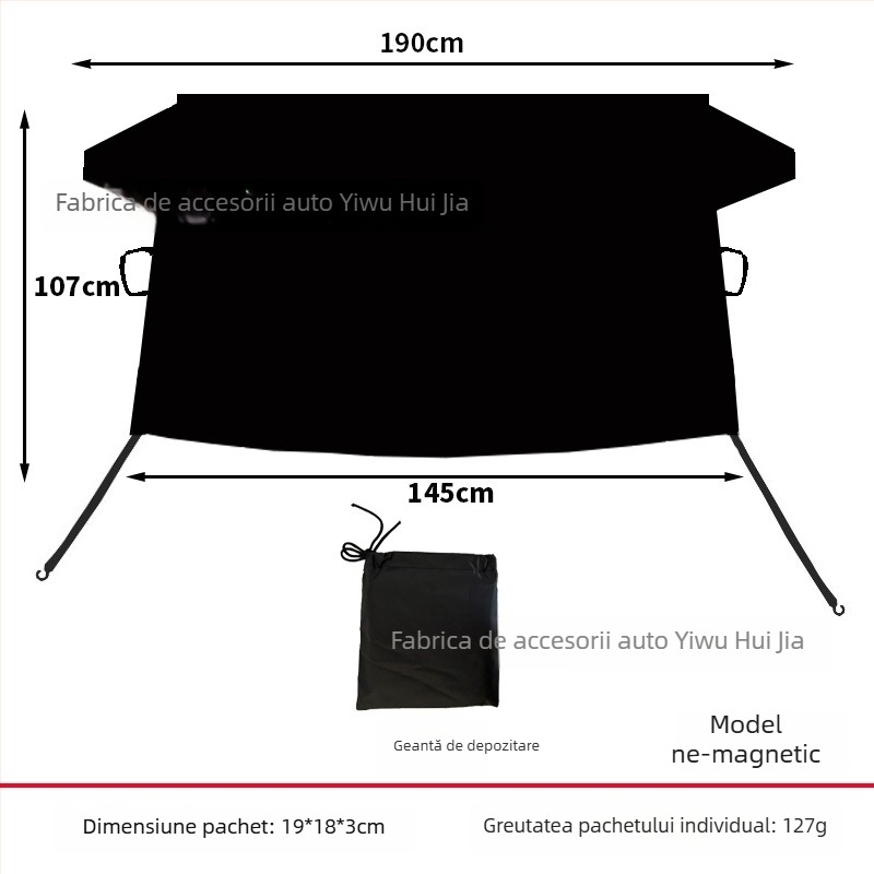 Protecție universală pentru geamul din spate al mașinii, împotriva zăpezii, montare magnetică, design minimalist cu dungi, 100 g