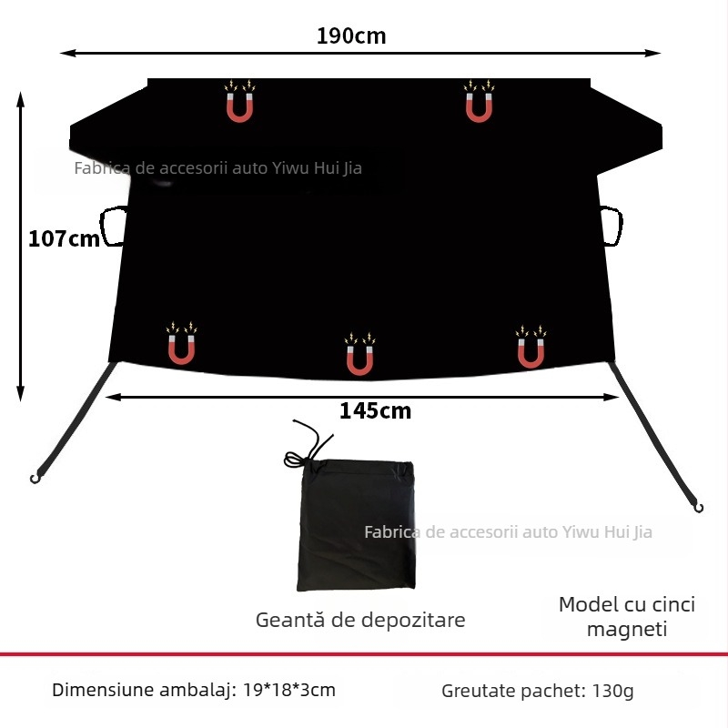 Protecție universală pentru geamul din spate al mașinii, împotriva zăpezii, montare magnetică, design minimalist cu dungi, 100 g