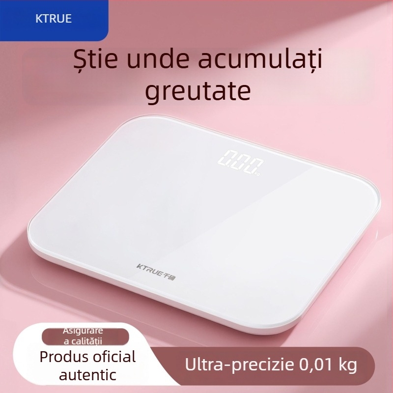 Cantar digital pentru corp Thousand Sure S450, interval 0,5–180 kg, sticlă temperată, afișaj LCD, baterie reîncărcabilă