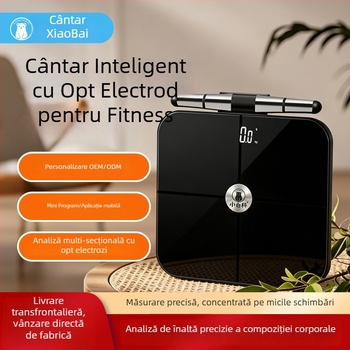 Cântar de masă pentru măsurarea grăsimii corporale, cu opt electrozi, Bluetooth, afișaj LED, capacitate 180 kg, sticlă securizată + ABS