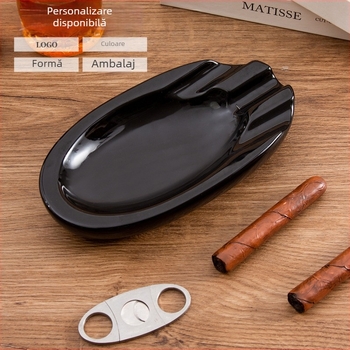 Scrumieră ceramică pentru trabucuri, stil european, personalizabilă cu logo, decorativă și potrivită pentru colecție și depozitare, reutilizabilă