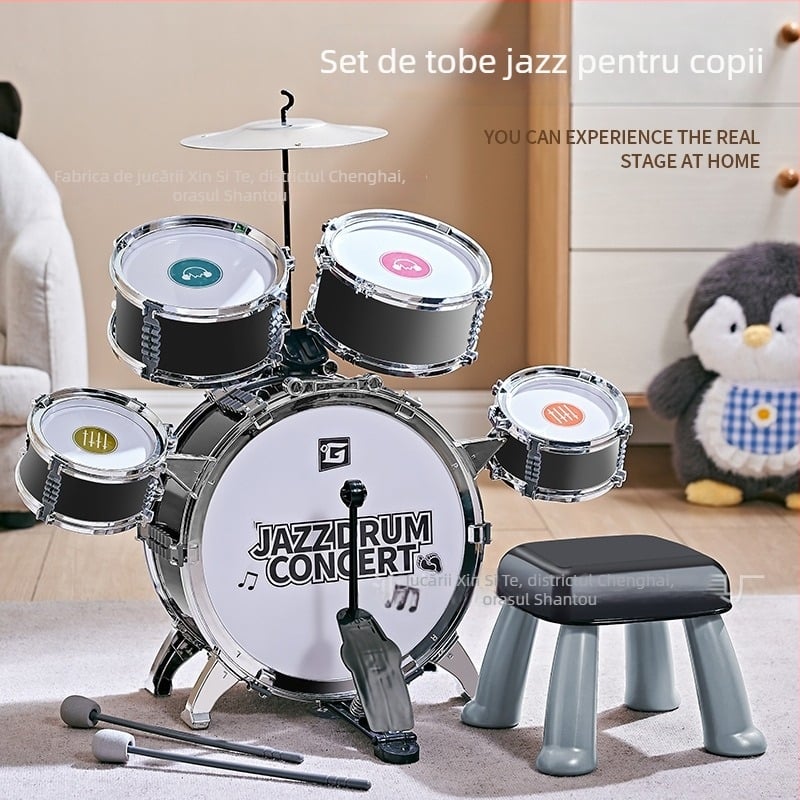 Set de tobe jazz pentru copii pentru începători — instrument de percuție occidental, Xinster, pentru 4–6 ani