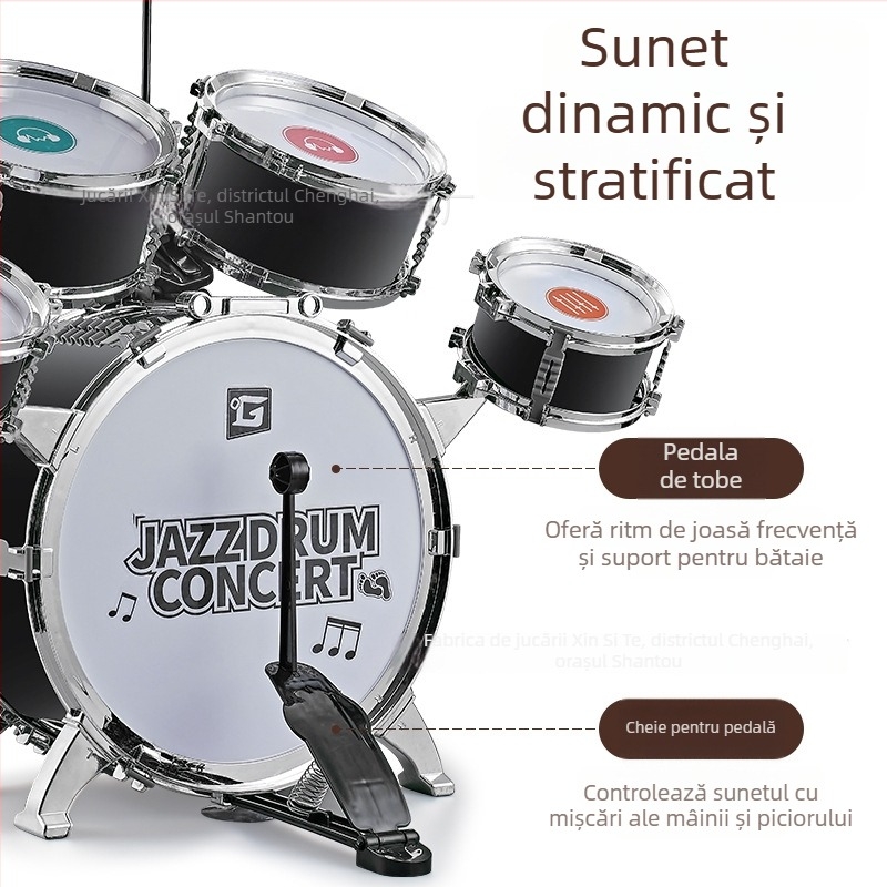 Set de tobe jazz pentru copii pentru începători — instrument de percuție occidental, Xinster, pentru 4–6 ani