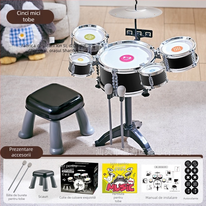 Set de tobe jazz pentru copii pentru începători — instrument de percuție occidental, Xinster, pentru 4–6 ani