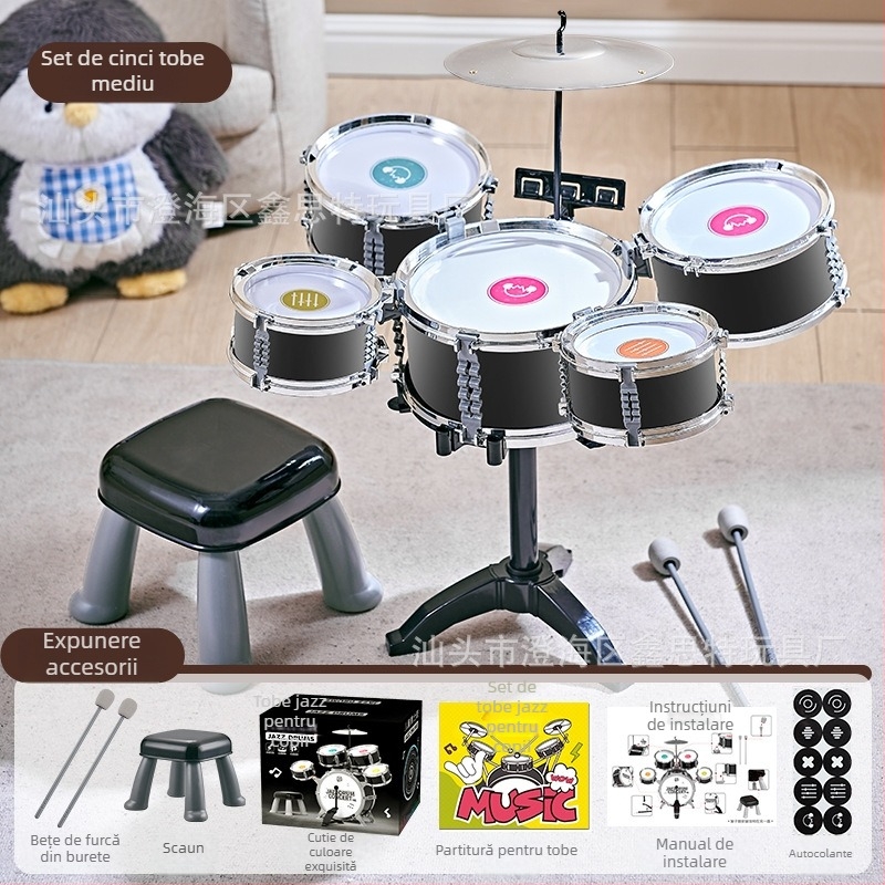 Set de tobe jazz pentru copii pentru începători — instrument de percuție occidental, Xinster, pentru 4–6 ani
