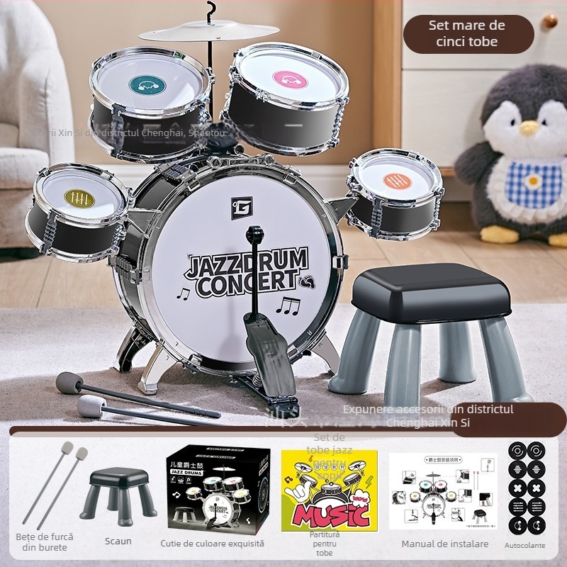 Set de tobe jazz pentru copii pentru începători — instrument de percuție occidental, Xinster, pentru 4–6 ani