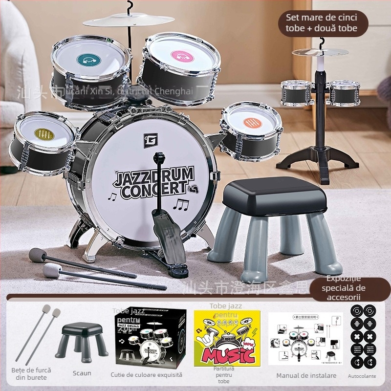 Set de tobe jazz pentru copii pentru începători — instrument de percuție occidental, Xinster, pentru 4–6 ani