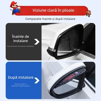 Protecție ploaie oglindă retrovizoare auto - Potrivire universală, Material PVC, Anti-zgâriere, Rezistent la uzură