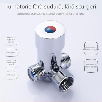 Valvă termostatică de amestec pentru apă caldă și rece, distribuitor cu două intrări și o ieșire, robinet cu trei căi, corp din cupru, model a001