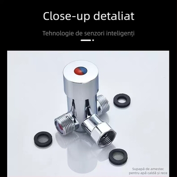 Valvă termostatică de amestec pentru apă caldă și rece, distribuitor cu două intrări și o ieșire, robinet cu trei căi, corp din cupru, model a001