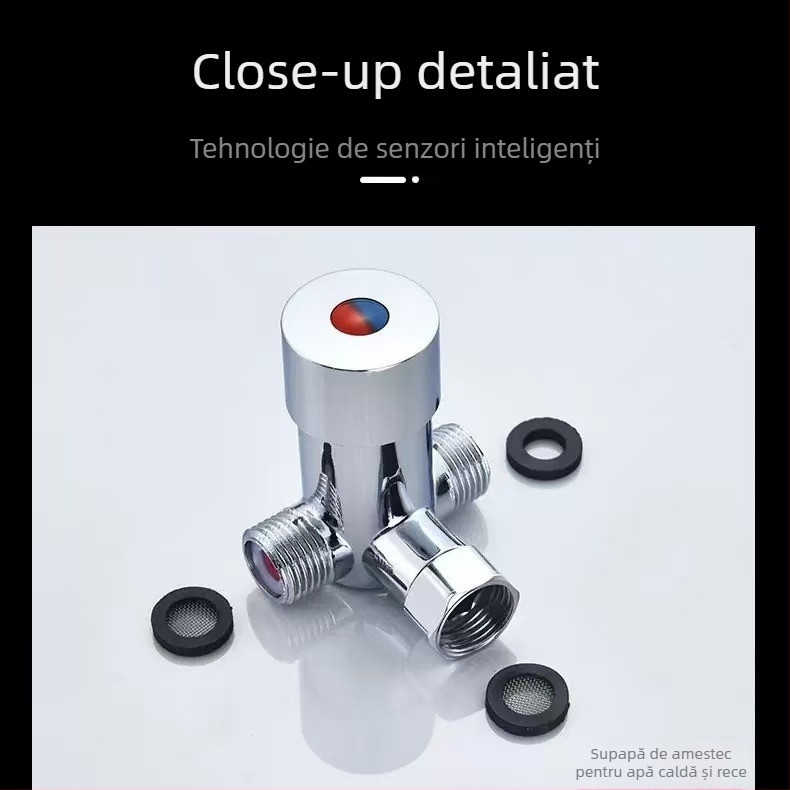 Valvă termostatică de amestec pentru apă caldă și rece, distribuitor cu două intrări și o ieșire, robinet cu trei căi, corp din cupru, model a001