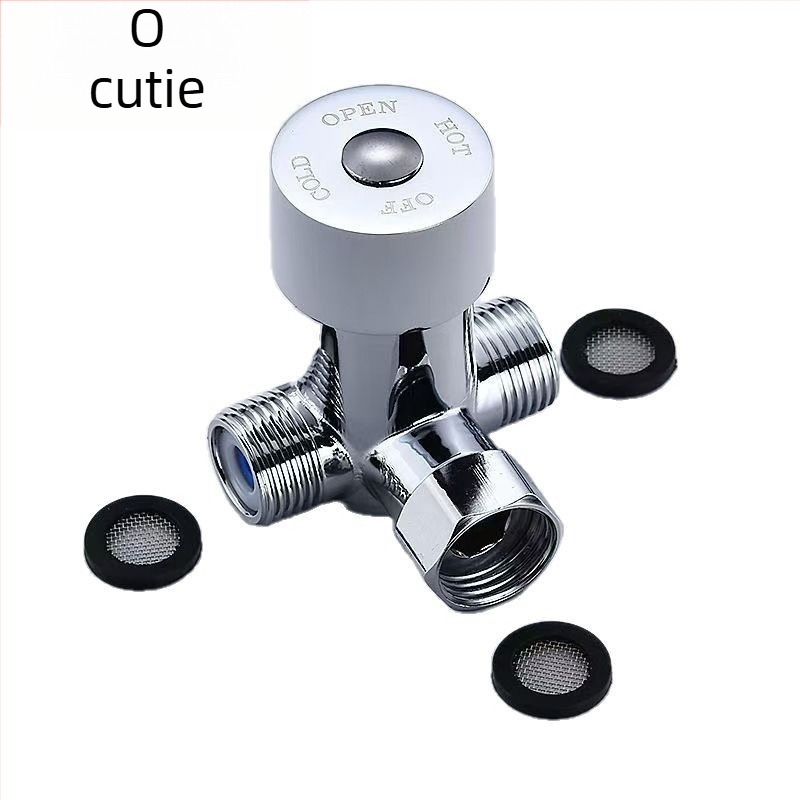 Valvă termostatică de amestec pentru apă caldă și rece, distribuitor cu două intrări și o ieșire, robinet cu trei căi, corp din cupru, model a001