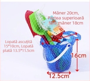 Set de plajă cu găleată îngroșată și lopată, unelte de joacă în nisip pentru copii (4–6 ani)