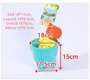 Set de plajă cu găleată îngroșată și lopată, unelte de joacă în nisip pentru copii (4–6 ani)