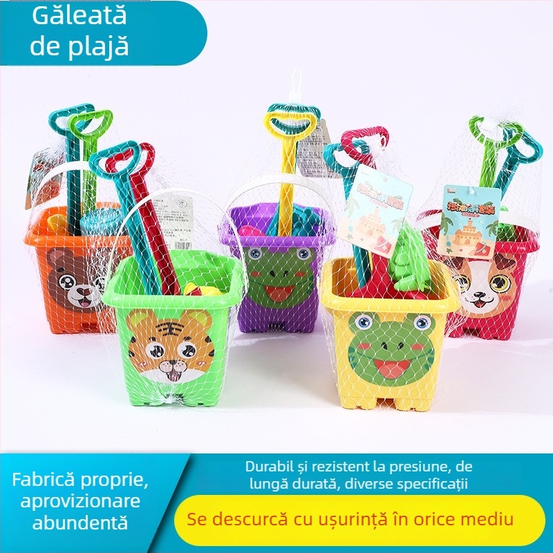 Set de plajă cu găleată îngroșată și lopată, unelte de joacă în nisip pentru copii (4–6 ani)