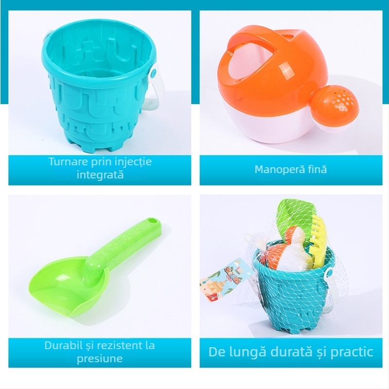 Set de plajă cu găleată îngroșată și lopată, unelte de joacă în nisip pentru copii (4–6 ani)