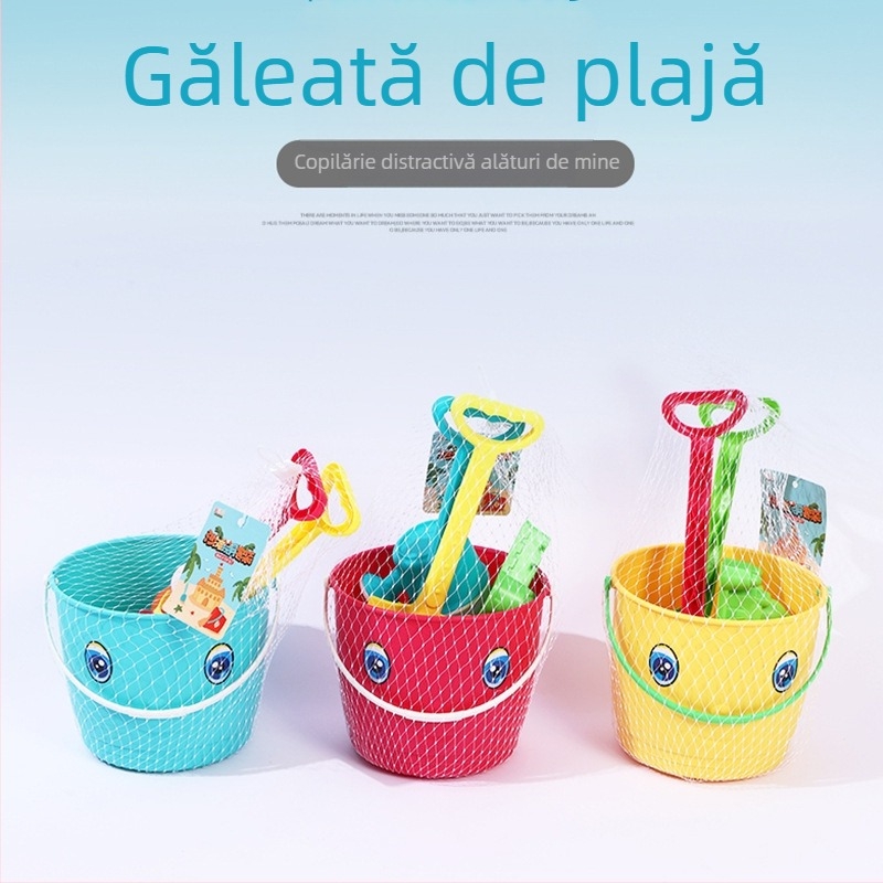 Set de plajă cu găleată îngroșată și lopată, unelte de joacă în nisip pentru copii (4–6 ani)