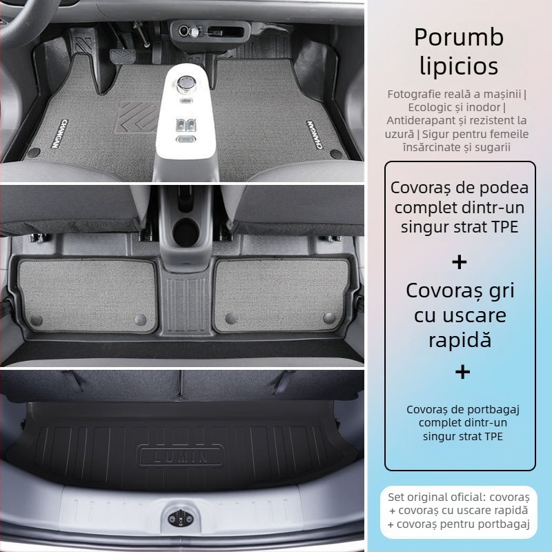 Covoraşe auto TPE pentru podea, Changan – model 2024, set cu covoraş superior înconjurător Lumin şi covoraş pentru portbagaj