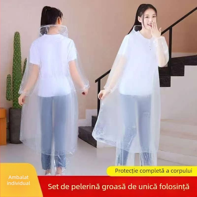 Set de pelerină de ploaie de unică folosință pentru activități în aer liber, gros, rafting și călătorii, adult, unisex, cu design divizat și elastic la picioare
