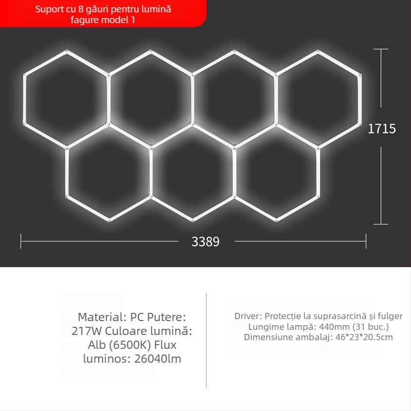 Lampa LED pentru spălătoria auto, structură fagure, 220V, 6W/20W, rezistentă la apă, 155 lm/W