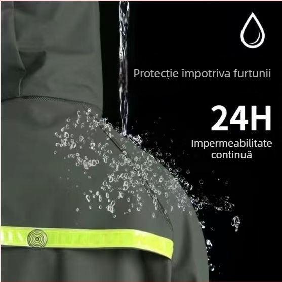 Pelerină de ploaie din material tricotat, set în două piese pentru curieri, protecție completă împotriva ploii pentru mersul cu bicicleta electrică, impermeabil reflectorizant și pantaloni de ploaie